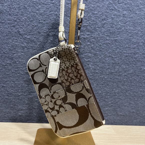Coach Monogram Wristlet Mini Bag Brown - Picture 1 of 14